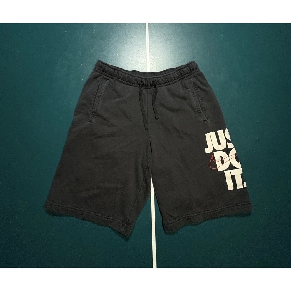 Nike Sportswear Club Fleece Sweat Shorts Mens Small Black‎ Red Swoosh Gym Cotton